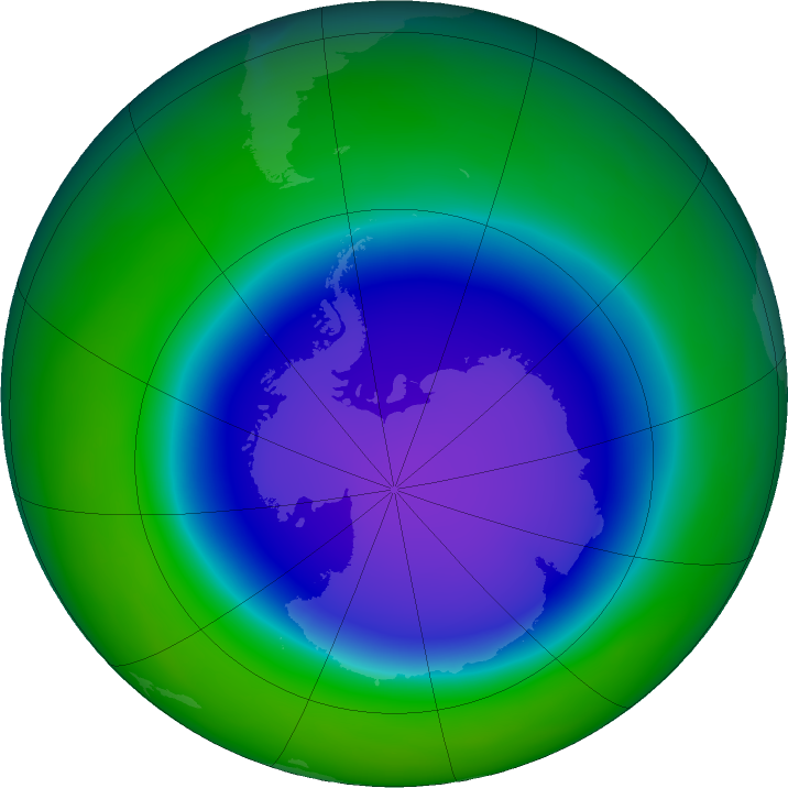 Antarctic ozone map for October 2022